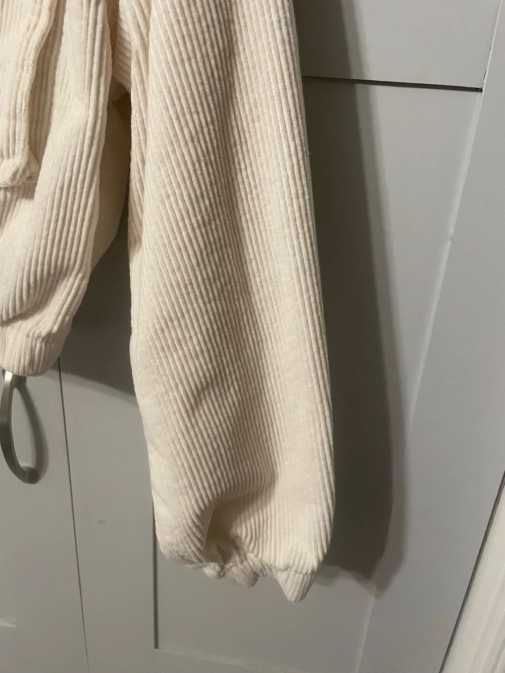 Forever 21 Cream Corduroy Hooded Cropped Utility Jacket - Picture 7 of 10